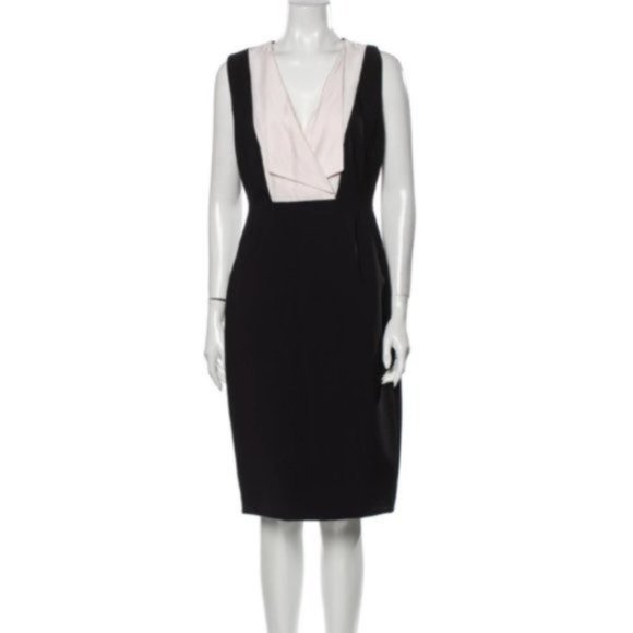 L.K. BENNETT  Black Ribbon Tuxedo Dress Sz M - Picture 4 of 10